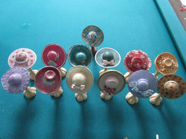 Miniature 13 Ceramic Hats With Stand Attached Around 4-5&quot; 13 Pcs Lot - £115.45 GBP