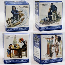 VINTAGE SET of 4 1985 Long John Silver&#39;s Normal Rockwell Coffee Mugs - £47.47 GBP