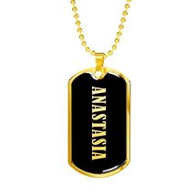 Anastasia v02-18k Gold Finished Luxury Dog Tag Necklace Personalized Name - £47.92 GBP
