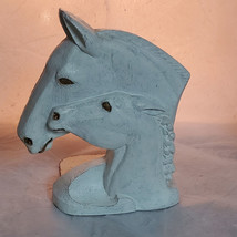 Vintage Ceramic ? Single Horse Head Mare Foal Bookend Book End White Gold Accent - £15.90 GBP