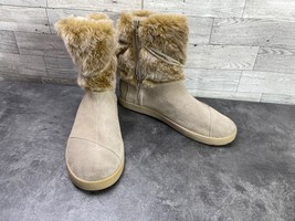 Toms Boots Women 7.5 Nepal shoes Gray Brown Beige Leather  Slip On Comfo... - $37.78 CAD