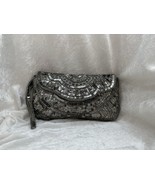 Silver Beaded Sequins Art Deco Lux Clutch Evening Bag Holiday Party - $19.99