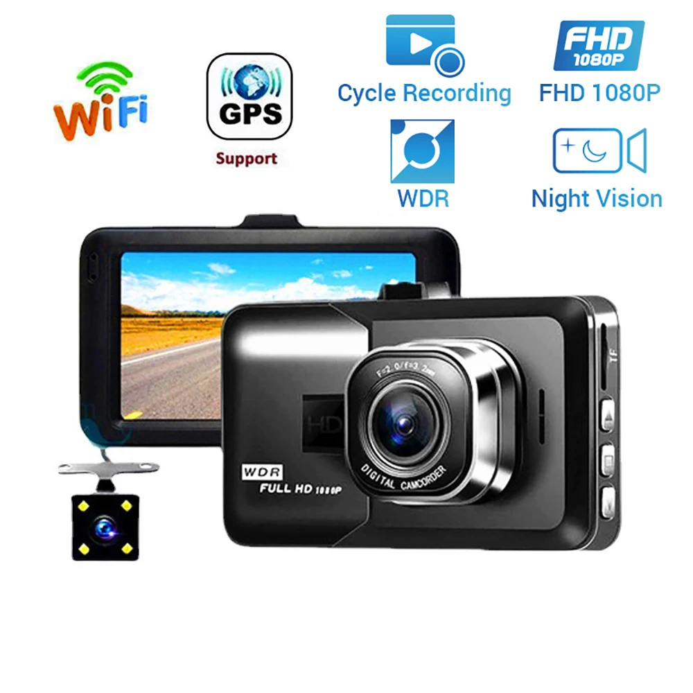 Dash Cam WiFi Full HD 1080P Car DVR Vehicle Camera Drive Video Recorder Black - £41.58 GBP+