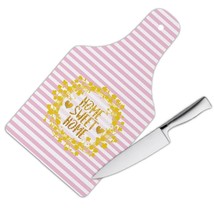 Home Sweet Home : Gift Cutting Board Decor Stripes Floral Pink Faux Gold Home Ac - £22.77 GBP