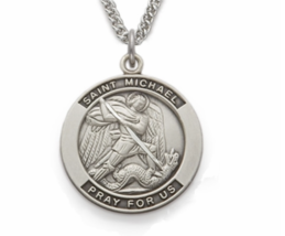 Sterling Silver St. Michael Patron Of Police Officers Medal Necklace &amp; Chain - £89.69 GBP