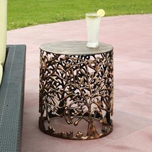 SPI Home Tree and Lattice Pattern Cast Aluminum Garden Stool 17 Inches High - £248.51 GBP