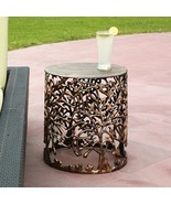 SPI Home Tree and Lattice Pattern Cast Aluminum Garden Stool 17 Inches High - £247.77 GBP