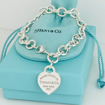 Return to Tiffany Heart Tag Charm Bracelet With Blue Gift Box and Pouch - £313.97 GBP+