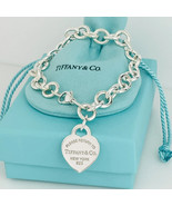 Return to Tiffany Heart Tag Charm Bracelet With Blue Gift Box and Pouch - £316.19 GBP+
