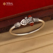 925 Sterling silver trishul and Mahadev rudraksha bangle bracelet kada n... - $109.30