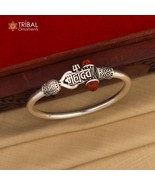 925 Sterling silver trishul and Mahadev rudraksha bangle bracelet kada n... - $109.30