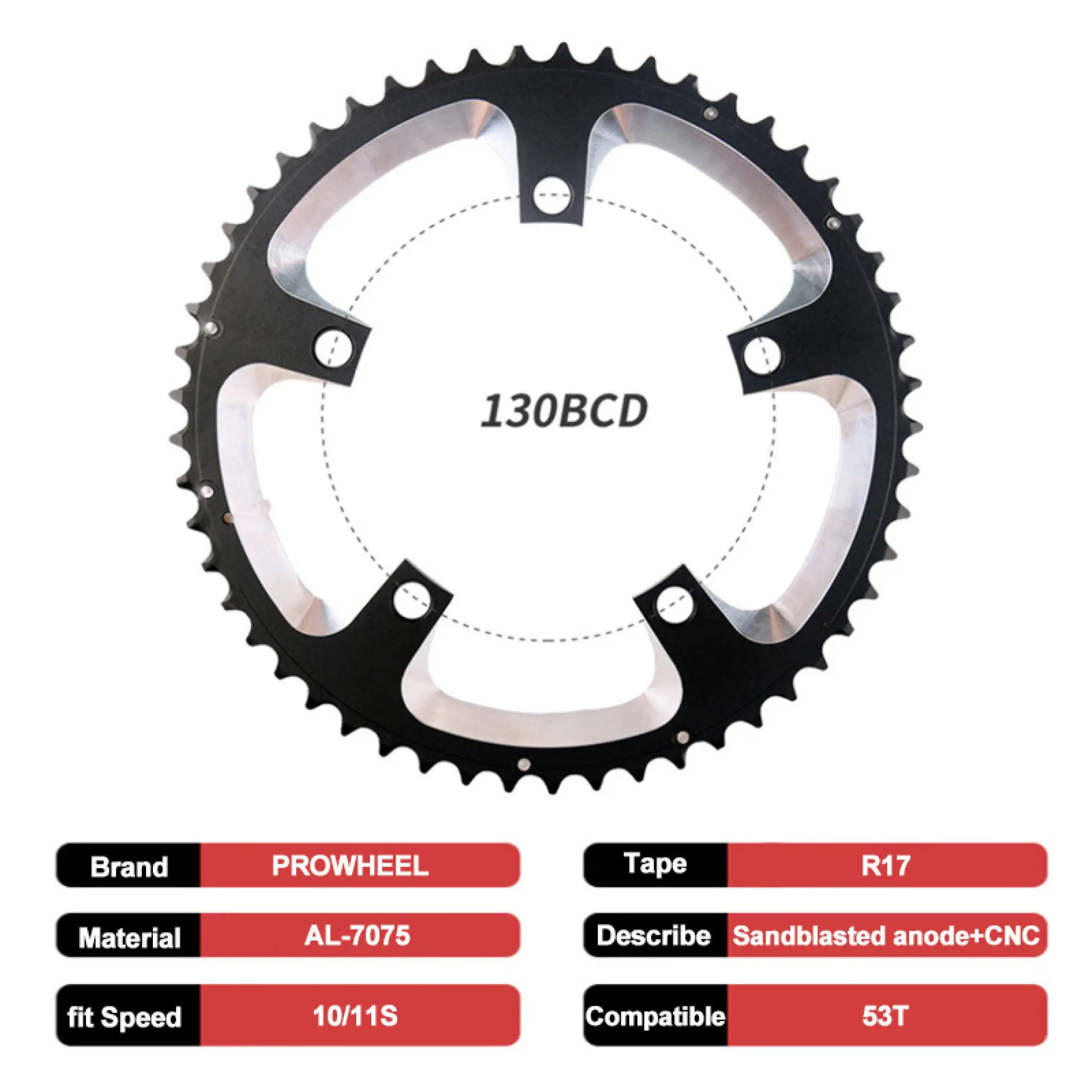 PROWHEEL 130BCD 39T 53T Road Bike Chainring for 10/11 Speed Ultralight Chainwhee - £106.54 GBP