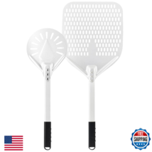 Newmeto 14/7 Inch Perforated Pizza Peel Set w/ Metal Handle Turning Peel - $84.18
