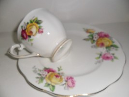 Queen Ann England cup and cake plate &quot;Manor Roses&quot;[87] - £35.50 GBP