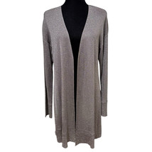 Chicos Metallic Silver Gray Long Open Cardigan Sweater Duster Size 3 - $39.99