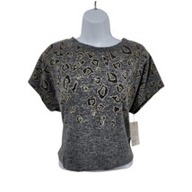 Tru Self Leopard Print Grey Gold Top Womens Size Medium - $14.84