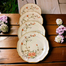 4 Mikasa Garden Club Side Plates Silk Bouquet Salad EC463 Vtg Stoneware Floral  - £38.28 GBP