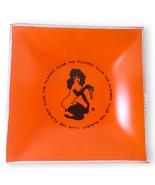 Vintage 1960s Playboy Club Key Tray Orange Glass Bunny Logo Retro Trinke... - $14.99