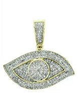 10K Yellow Gold Plated  Round Simulated Diamond Evil Eye Pendant Pave 3 CT. - £97.93 GBP