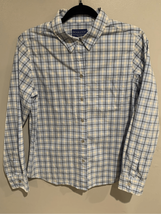 Pendleton Plaid Button Down Shirt White/Blue Woolen Mills Medium Womens - $10.59