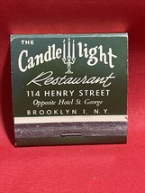 Rare Vintage Feature Matchbook Front Strike Candle Light Restaurant Brooklyn NY - £31.10 GBP