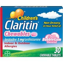 Claritin Allergy Medicine for Kids, Bubblegum Chewable Tablets, 30 Ct.. - £31.64 GBP