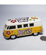 Kinsmart 1962 Volkswagen Classical Bus 1:32 Love Peace 5&quot; Yellow Microbus - £7.13 GBP