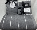 DKNY Gray Bath Towels White Stripe highly absorbent,  super soft 9Pc Set - $74.99