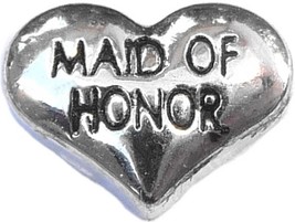 Maid Of Honor Silvertone Heart Floating Locket Charm - £1.94 GBP
