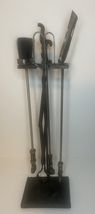 Fireplace 5 Piece Set HandHammered Metal Handles Unique Brush Poker Shov... - $49.46