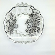 Silver City Silver Overlay Glass Springtime Rolled Edge Dish - £20.03 GBP