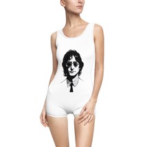 Vintage Style Women&#39;s One-Piece Swimsuit in Black and White with John Lennon Por - £27.13 GBP