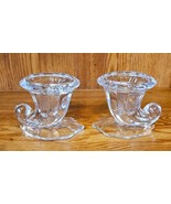 Vintage Pair Of Heisey Glass Warwick Cornucopia Taper Candlestick Holder... - $44.57 CAD