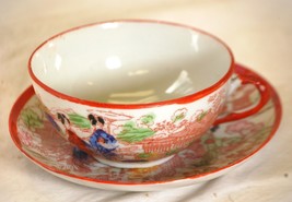 Asian Teacup &amp; Saucer Set Japanese Geisha Girls Japan g - $19.79