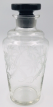 Glass Sunflower Etched Apothecary Jar Grounded Black Ceramic Lid 8&quot; Tall - £14.76 GBP
