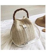 Summer Straw Bag Women Bamboo Portable Woven Bucket Handbag Ladies Ratta... - £80.09 GBP