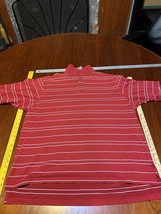 Golf Shirt Red Striped Adidas ClimaLite  Sleeve Polo Mens XL - £7.88 GBP