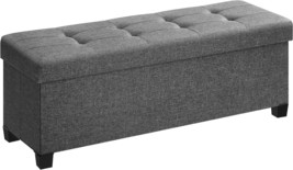 Storage Ottoman Bench, Dark Gray, 43.3 Inches, Holds Up To 660 Pounds, And Has - £65.01 GBP