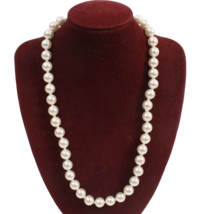 Faux Pearl Strand 8 mm with Pearl and Rhinestone Clasp Great Luster 19 I... - $12.19
