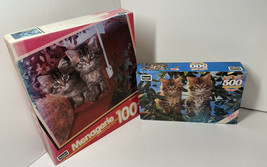 Vintage Lot of two new factory sealed Cute Kittens puzzles Roseart 500 & 100 Cat - $12.19