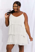 Culture Code By The River Full Size Cascade Ruffle Style Cami Dress in Soft Whit - £30.05 GBP