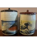 Porcelain His Mt. Fuji and Her Great Wave Japanese Tea Trinket Cups with... - $317.41 MXN