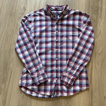 Johnnie-O L Long Sleeve Button Up Blue Red Check Plaid 100% Egyptian Cot... - $29.69