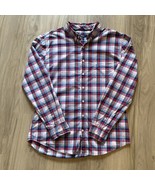 Johnnie-O L Long Sleeve Button Up Blue Red Check Plaid 100% Egyptian Cot... - $41.69 CAD