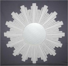 Wall Mirror Round Home Office Living Room Sun Burst Wall Panel MDF &amp; Glass - £88.85 GBP