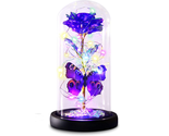 Galaxy Purple Butterfly Rose in Glass Dome - $38.34