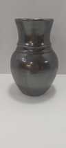 Handmade Vintage Stoneware Pottery Vase Brown Iridescent Glaze - $29.03