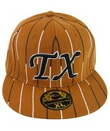Texas Men&#39;s Fitted Flat Brim Baseball Caps (Orange Pinstripe, X-Large) - £11.95 GBP