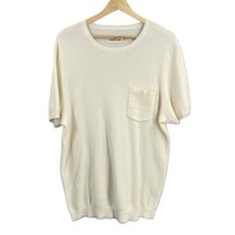 The Normal Brand Waffle Stitch Sweater Cream Short Sleeve Chest Pocket M... - $37.61