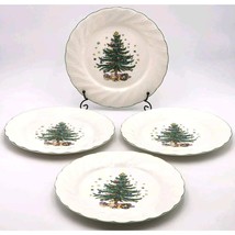 Set of 4 Nikko Happy Holidays Christmas Swirl Dinner Plates 10 3/4&quot; VTG 1980&#39;s - £41.94 GBP